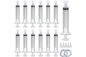 OMAWRF 30 Pack 10ml Plastic Syringe Large Syringes Catheter Tip Sterile Individual Wrap with Tip Cap Adapter Soft Tube,Measurement for Scientific Labs,Measuring Liquids,Pet Feeding,Oil or Glue Applicator(10ml 30)