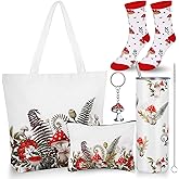 VAIPI 5 Pcs Mushroom Gifts for Women Mushroom Lover Gifts Stuff Include 20 oz Stainless Steel Insulation Tumbler Canvas Tote Bag Makeup Bag Socks Cute Keychain for Mother's Day Birthday Present