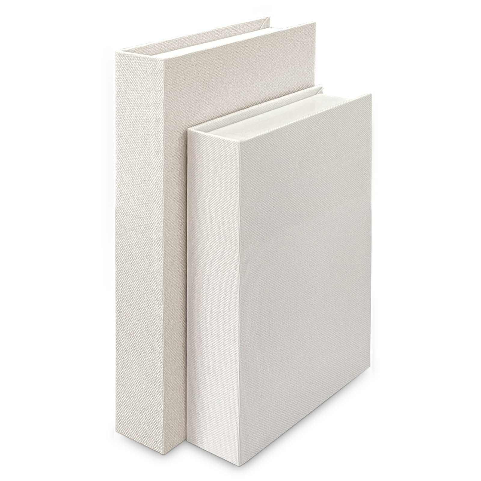 Photo 1 of **1 BOOK HAS DAMAGES** Himitimi 2Pcs Faux Books for Decorative - White Linen Fake Boxes, Blank Stacked Decor for DIY Crafts, Hotel Entryway, Bookshelf, Coffee Table (S&L)