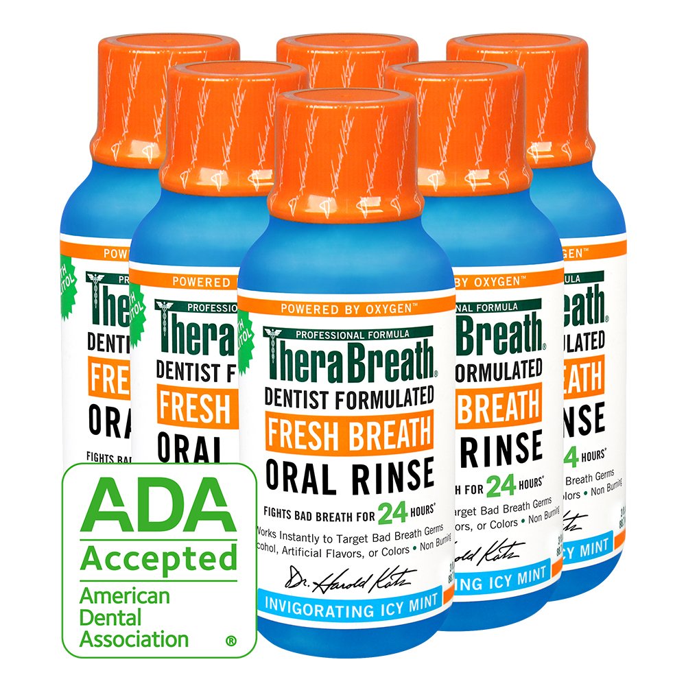 TheraBreath Gluten-Free Fresh Breath Oral Rinse, Icy Mint, 3 Ounce Bottle (Pack of 6) : Beauty
