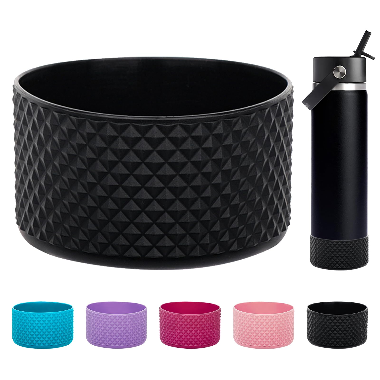 WK IEASON Protective Silicone Base Boot 12oz-24oz for Hydro Flask Wide Mouth/Standard Mouth, Anti-Slip Silicone Cover Bumper Compatible with Stanley Tumbler 40oz 30oz 20oz-2.83inch Bottom Diameter — image 1