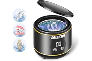 AUXTUR Ultrasonic Retainer Cleaner,45khz Ultrasonic Cleaner with 3 Timing Cleaning Modes,230ML Portable Sonic Cleaning Machine With Digital Display For Jewelry, Dentures, Retainer, Aligner, Braces