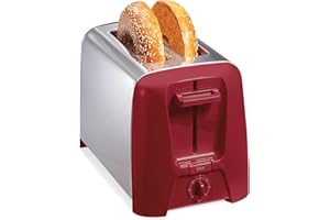 Hamilton Beach 2 Slice Toaster with Extra Wide Slots, Shade Selector, Auto-Shutoff, Cancel Button and Toast Boost, Red