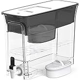 Waterdrop WFD-40L Water Filter Dispenser, 35-Cup Capacity, Black | 200-Gallon Long-Life Water Filter Pitcher, Large Capacity, Reduces Chlorine, PFOA/PFOS and More, BPA Free