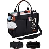 BESBESME Canvas Tote Bag for Women with Zipper & Compartments– Large Work & College Laptop Tote Crossbody Shoulder Bag
