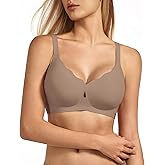 VQJ Women's Jelly Comfort No Underwire Bra - Scalloped Wireless Full Coverage with Push Up Lift, Seamless T-Shirt Bra