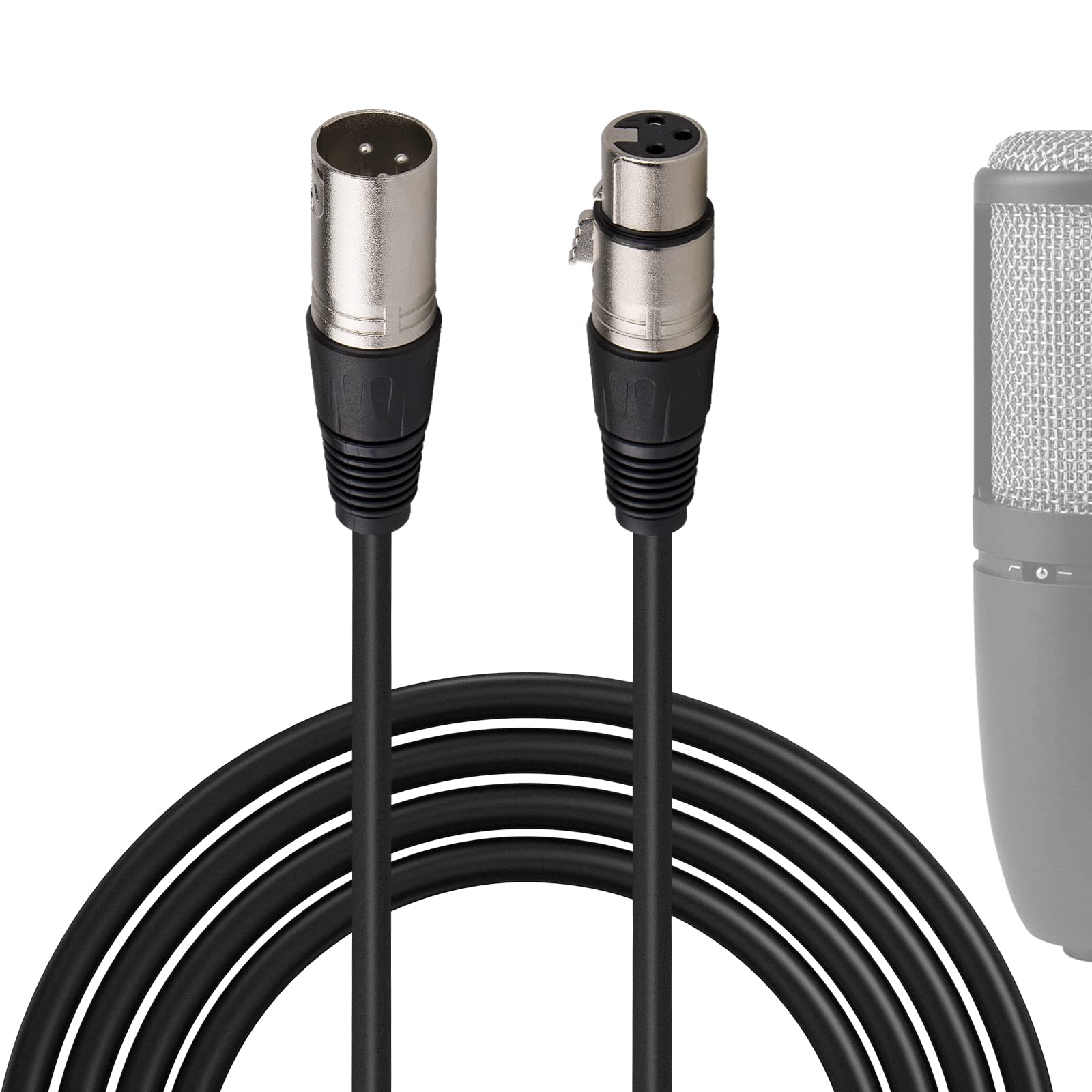 GEEKRIA for Creators XLR Male to XLR Female Microphone Cable 10FT / 3M, Compatible with AKG P120, C214, P220, C414 XLS, C414 XLII, 170, P420, C 451 B, D5S, D7, Balanced Mic Cord (Black)