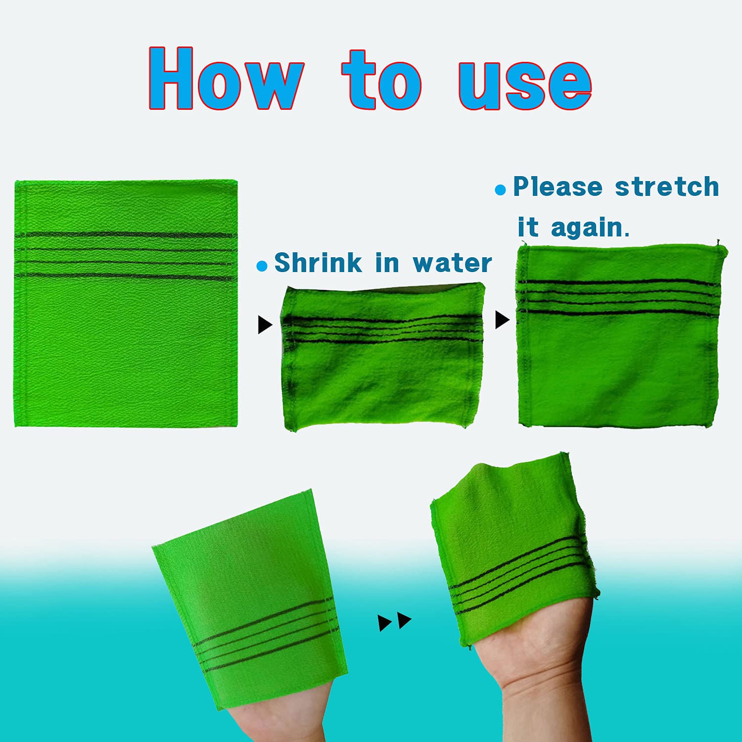 NOPIGO Korean Asian Exfoliating Bath Washcloth Mitt for Remove Dead Skin.Exfoliating Body Scrubber.Exfoliating Gloves for Body Scrub (Green 4)