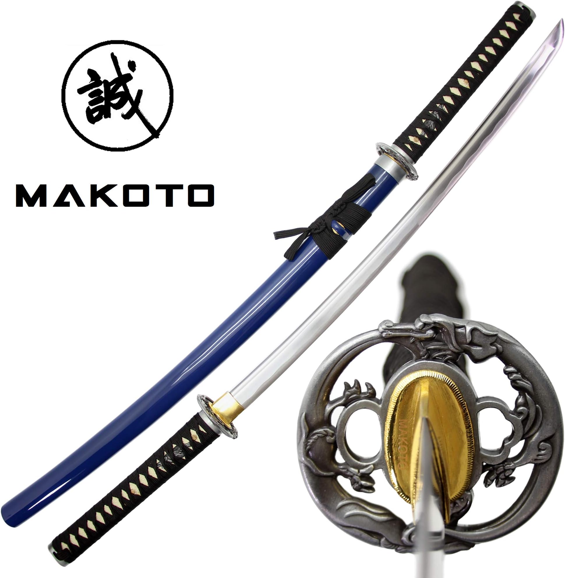 MAKOTO Handmade Sharp Katana Black Samurai Sword 40"