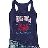 Women 4th of July Shirt America Land of The Free Tank Tops USA Patriotic Tees 1776 Eagle Patriotic Sleeveless Tshirt