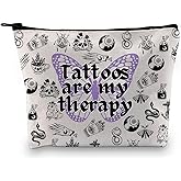 JEFBFBWE Tattoo Artist Makeup Bag Gift for Tattooist Tattoo Zipper Bags Personalized Tattooist Large Capacity Travel Wash Pouch (Tattoos Are My Therapy)