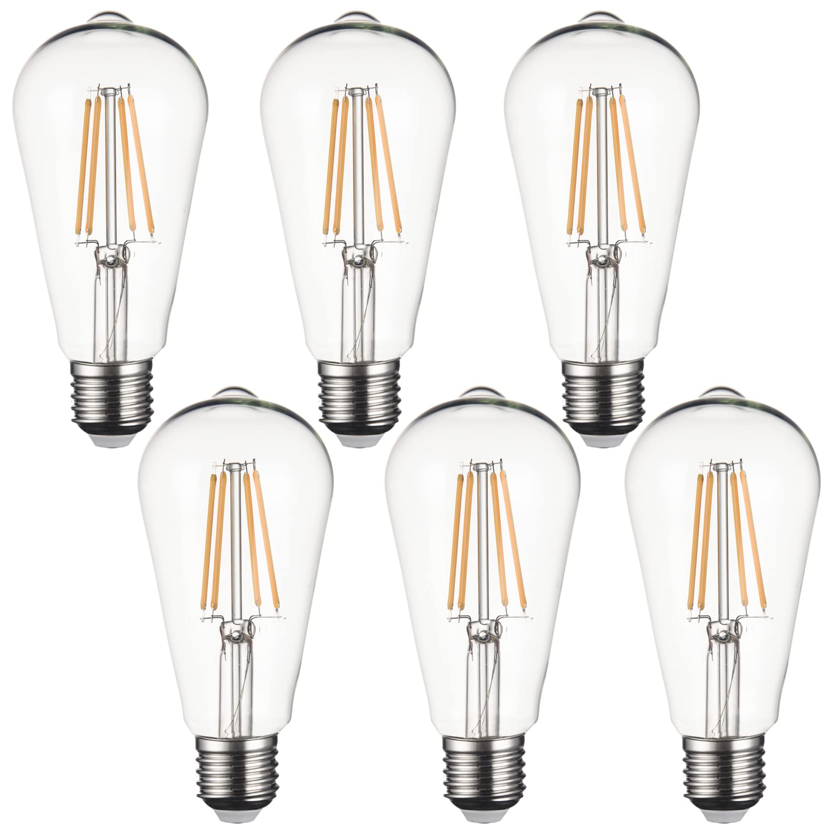 SD LUX E27 Vintage Filament LED Bulbs - Globe Edison Bulbs, Warm White 2700K, No Flicker [Energy Class A+] (ST64-E27)