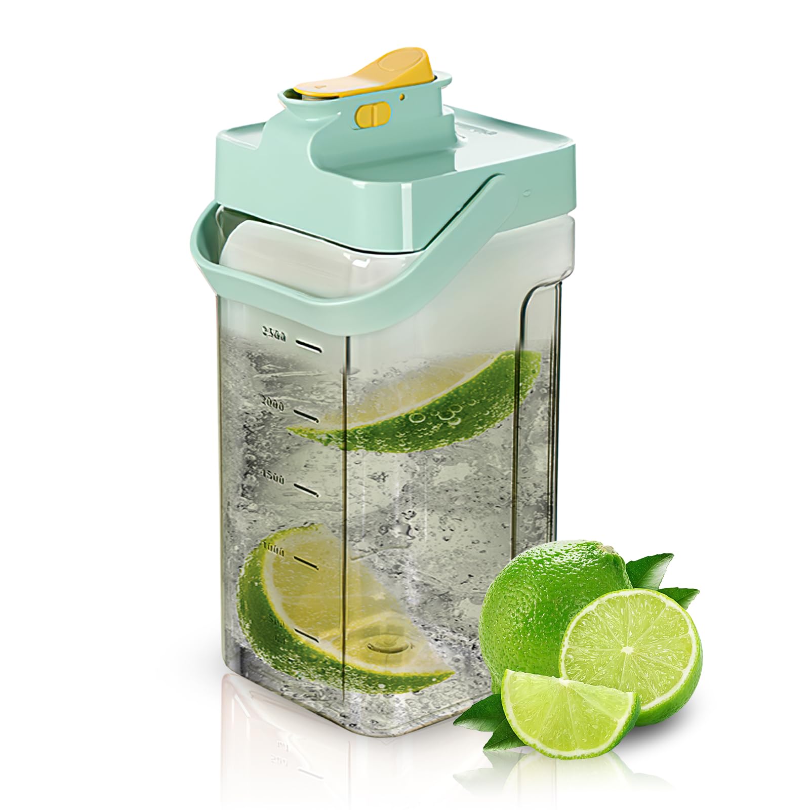 Photo 1 of 120 oz Cold Water Bottle, Clear Plastic Kettle with Lid, BPA-Free & Shatter-Resistant Refrigerator Pitcher, Perfect for Iced Tea, Sangria, Lemonade, Juice, Milk & More (Green)