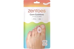 ZenToes Waterproof Corn Pads for Toes, Flexible, Skin-Safe Adhesive Corn Cushions, Thick Latex-Based Callus Cushions for Sensitive Skin, 72 Count