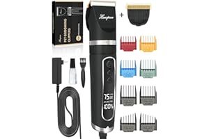 Hansprou 12V Dog Grooming Clippers,Professional Heavy Duty Dog Clipper 3-Speed High Power Plug-in Pet Electric Shaver for Dogs Cats and Other Animals with Thick & Heavy Coats