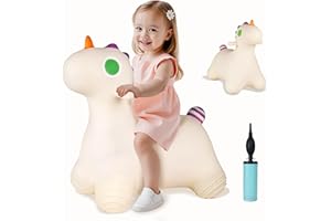 Bouncy Pals Unicorn Hopping Horse, Toddler Girls Inflatable Bouncing Animal Hopper Toy, Baby Indoor Ride on Bouncer, Kids Outdoor Activity Jump Toy, First Birthday Gifts for 18 24 Month 2 3 4 Year Old
