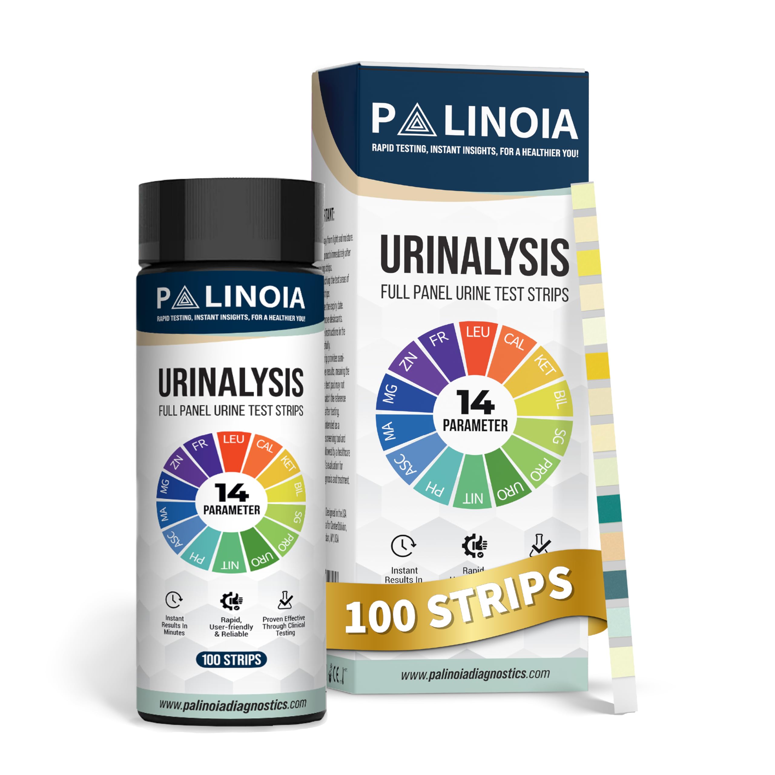 Photo 1 of 14-in-1 Urine Test Strips Full Panel, 100 Count, Urinalysis Testing for General Health, Kidney, Liver and UTI Screening