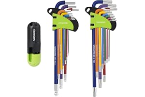 SAKSIAPRO Allen Key Set Extra Long and Ball End, 19-Piece Allen Wrench Set with T Handle, Metric(1.5mm-10mm) and Torx Star(T10-T50) Hex Key Set for Bicycle and Home Repair