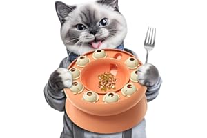 KADTC U.S. Brand & Design - Cat Treat Puzzle Feeder for Indoor Cats Slow Enrichment Food Bowl Kitten Thanksgiving Toys Kitty Stimulating Mind Game Gift