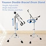 YOUEON Snare Drum Stand with Stick Holder, Double Braced Tripod 10-14 in view 7