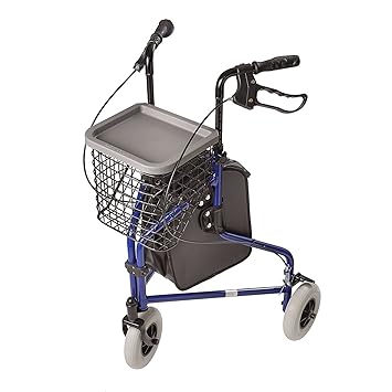 Caremax Folding 3 Wheel Rollator Tri Walker Walking Frame Mobility Aid Aluminium Lightweight With Storage Bag