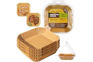 Katbite 8 inch Air Fryer Liners 130pcs, Square Air Fryer Disposable Paper Liners Non-Stick, Unbleached Parchment Paper Liners