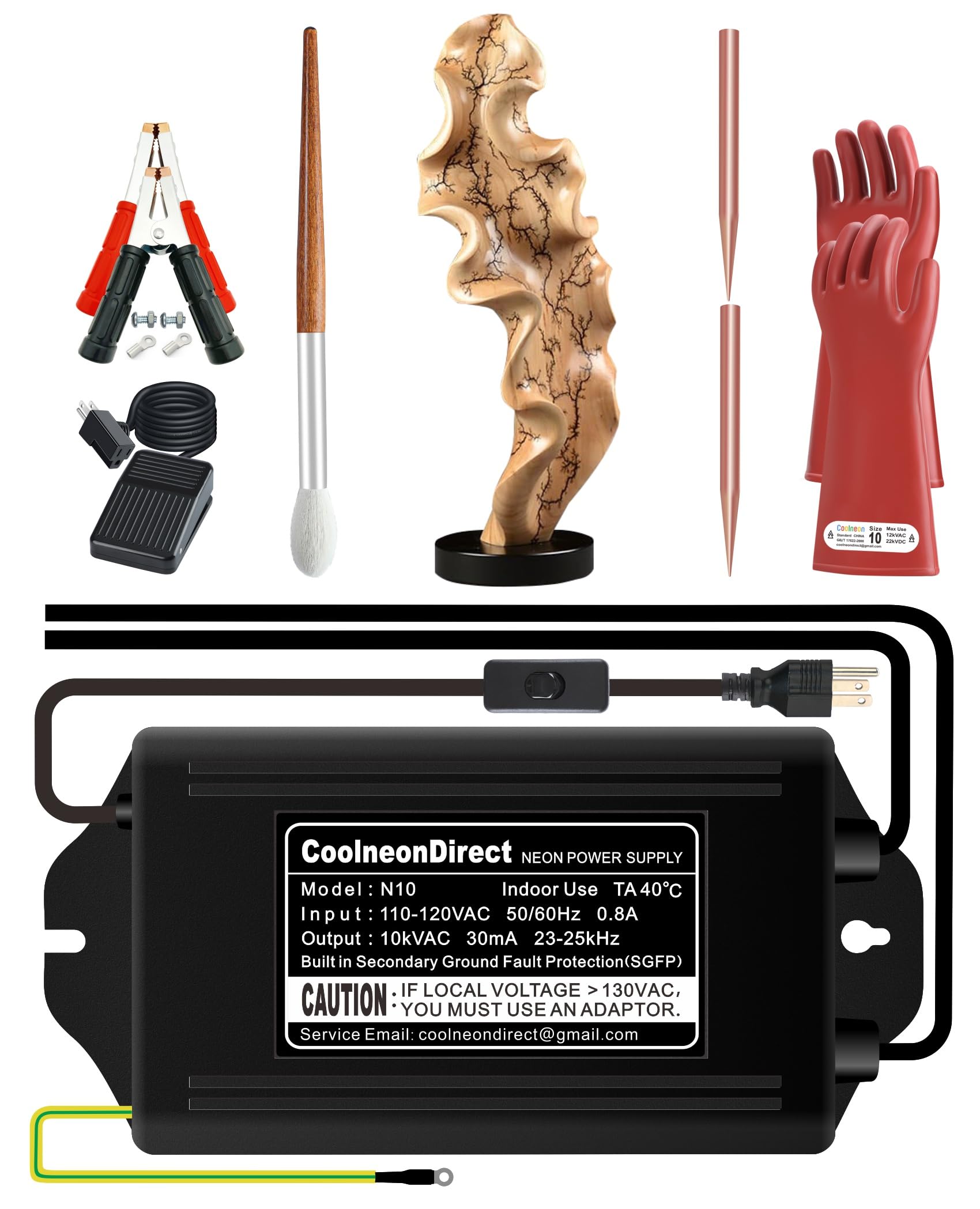 Photo 1 of 10kV Lichtenberg Wood Burning Machine Fractal Wood Burning Machine Kit Neon Light Transformer Burner Device High Voltage Neon Power Supply, Not Led Sign Transformer
