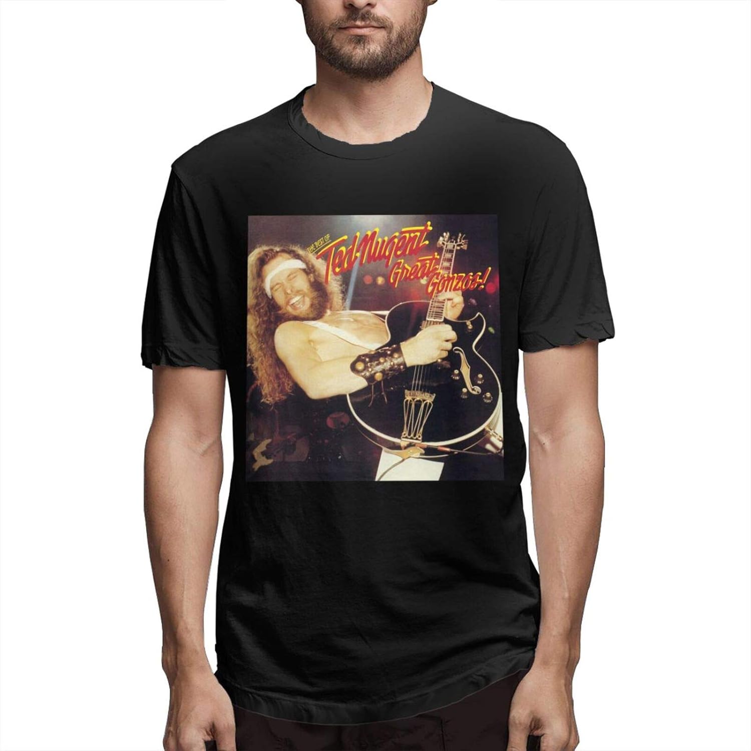 AMZOPDGS Ted Nugent Men's Comfortable Short-Sleeved Shirt Round Neck Personalized T-Shirt Black 