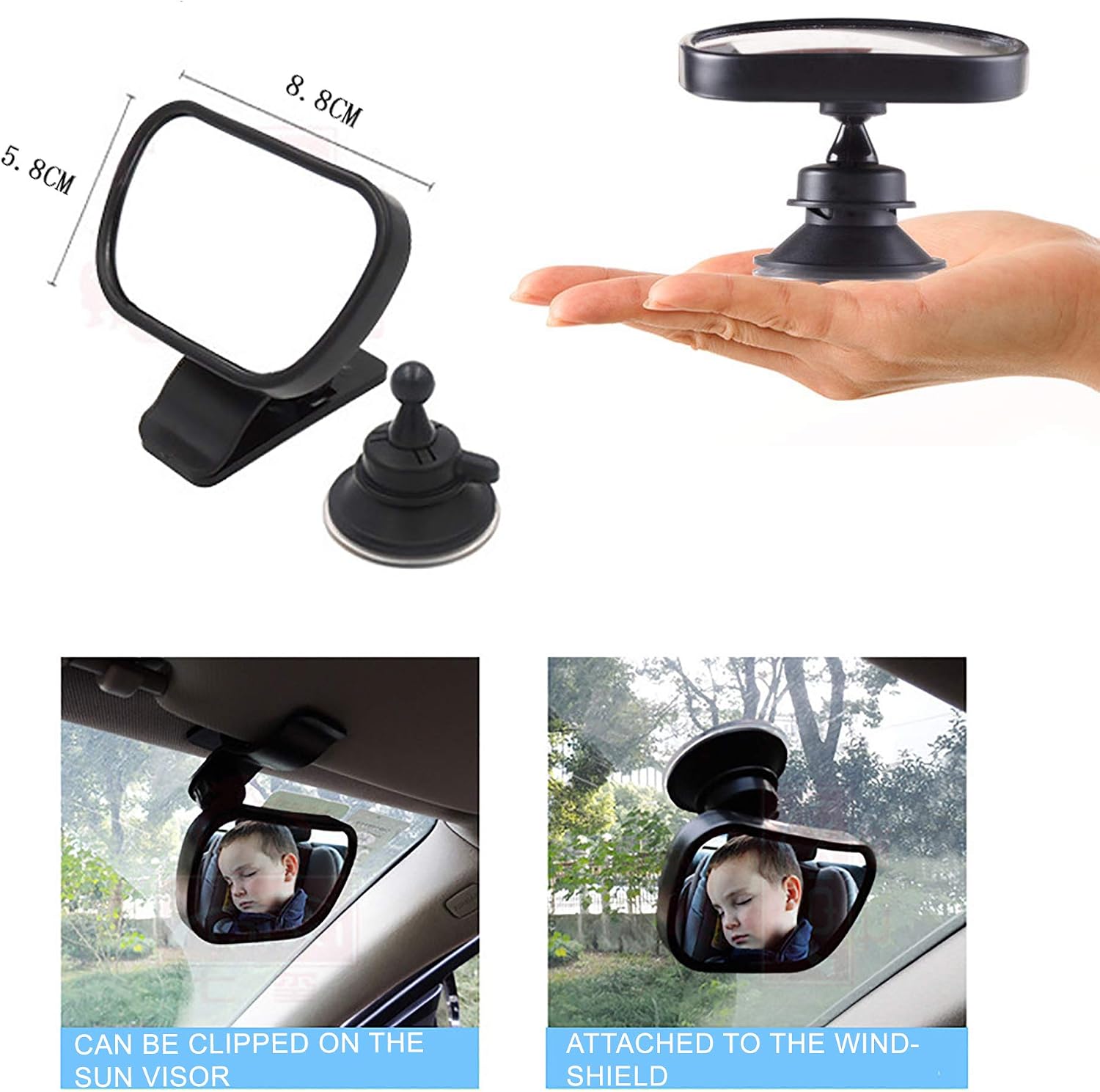 Rear Seat Mirror, Baby Kids Rearview Mirror, Rear Seat Mirror for Baby Child Seat with Suction Cups and Bracket - Image 3