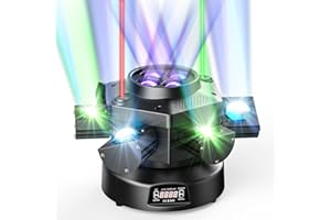 HOLDLAMP Moving Head DJ Lights, 150W RGBW LED Moving Head Light with Mixed Lighting Effects, 6 Arms Party Lights Support DMX-512 & Sound Activated, Stage Lights for Party Disco KTV Wedding Club