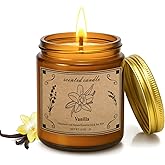 POOTES Scented Candles for Home, 16oz Large Amber Jar Scented Candle – Vanilla Soy Wax Candle with 100 Hour Burn Time, Long Lasting Aromatherapy Candle for Relaxing Home Fragrance & Gift Giving