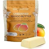 era of nature Organic Unrefined Raw Mango Body Butter Block 32oz - Moisturizing Mango Seed Raw Butter Bar for Skin & Hair, DIY Lip Balm Base, Cream, Soap & Lotion Making Supplies, Personal Skincare