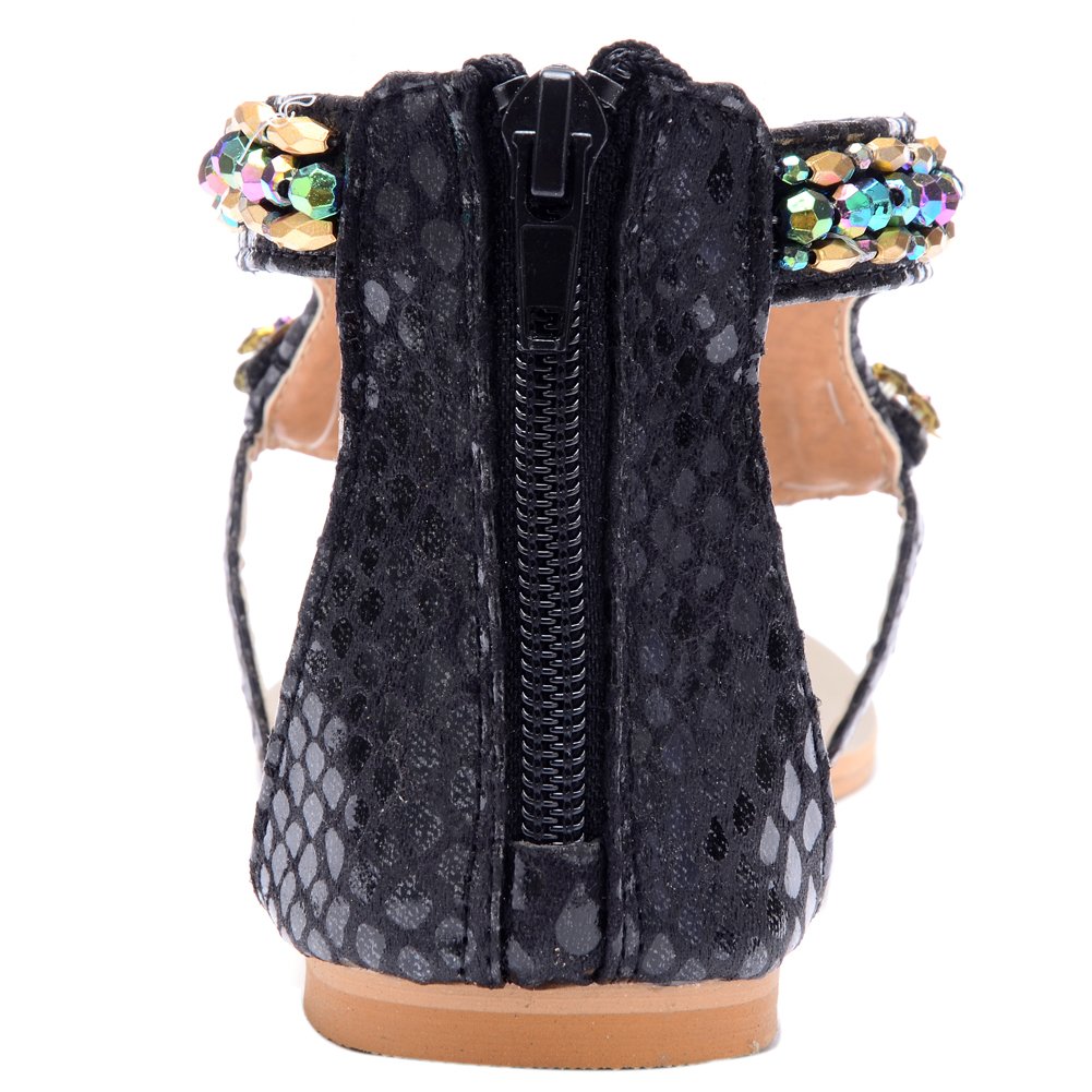 Odema Summer Bohemian Colorful Beaded Snake Pattern Flat Womens Beach Thong S. Black - Image 6