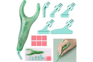 SNEWVIE Diamond Painting Pen Kits with Angled Metal Tips,Ergonomic Diamond Art Pen and 5Pcs Green 45 Degree Stainless Steel Screw Thread Multi Placer,Diamond Drill Pens for DIY Diamond Art