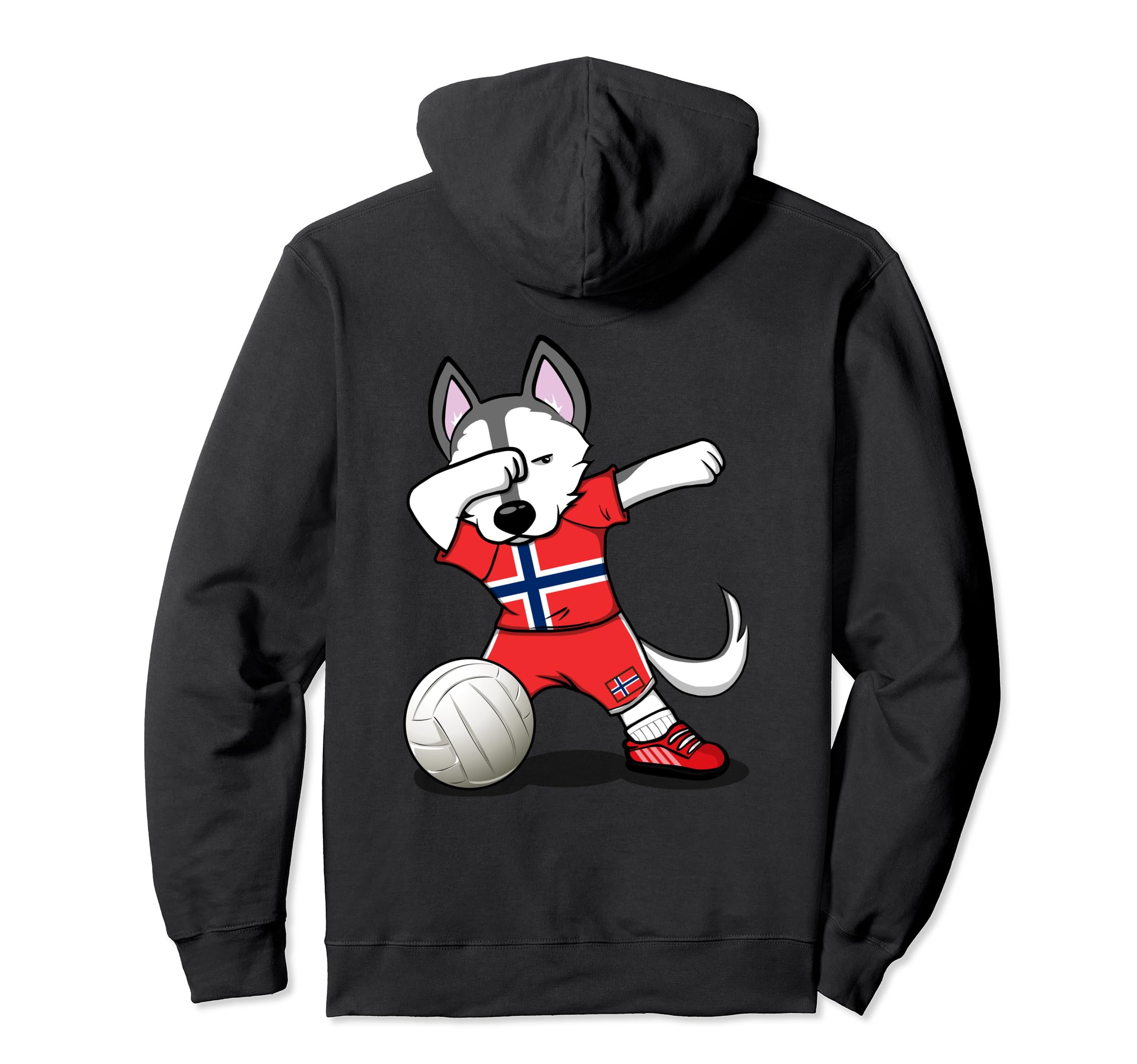 Dabbing Husky Norway Volleyball Fans Jersey Norwegian Flag Pullover Hoodie — image 1