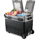 Kohree 12V Car Refrigerator, 53 Quart (50L) Portable Refrigerator, Dual Zone -4℉-68℉ Car Fridge Portable Freezer 12/24V DC an