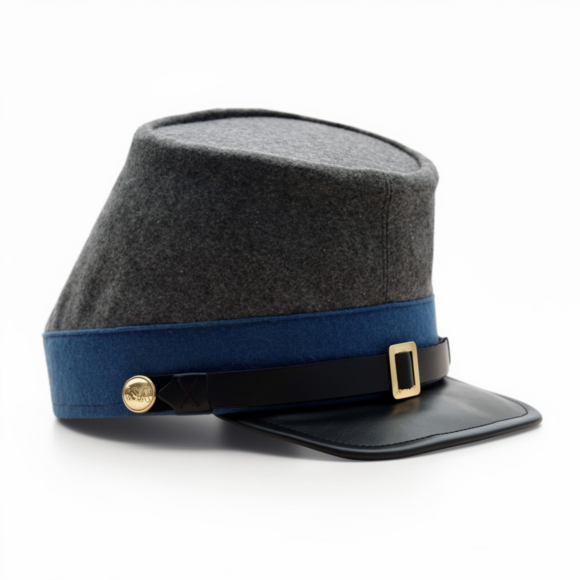 SZCO SUPPLIES Mens Brass Civil War Cap, Gray, Large US