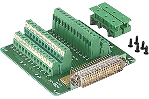 Jienk Slim Right Angle DB50 Male Breakout Board DIN Rail Mount Interface Module, D-SUB 50Pins Screw Terminal Block Solderless Connector
