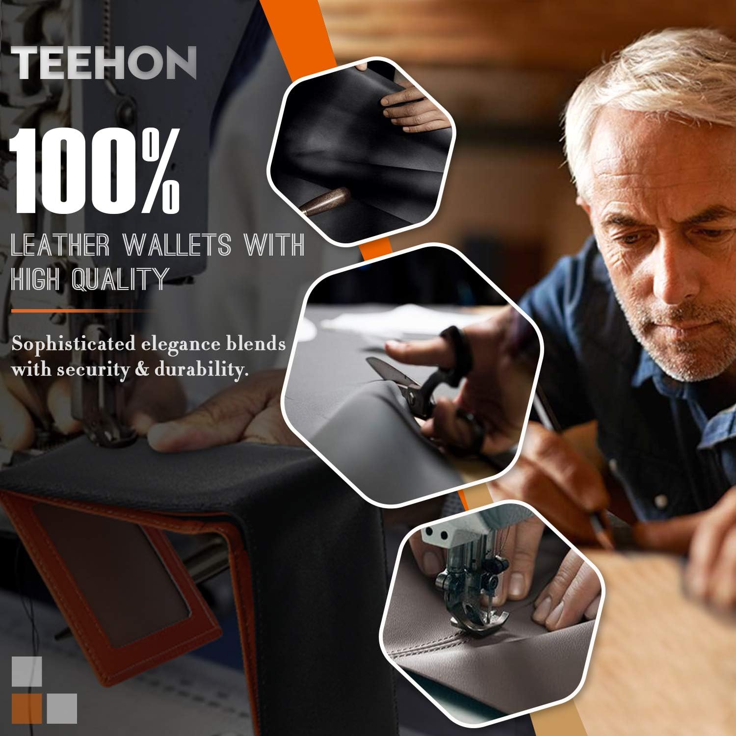 TEEHON® Wallets Slim Genuine Leather RFID Blocking Wallet with 11 Card Holder, 2 banknote compartments, Coin Pocket - Image 3