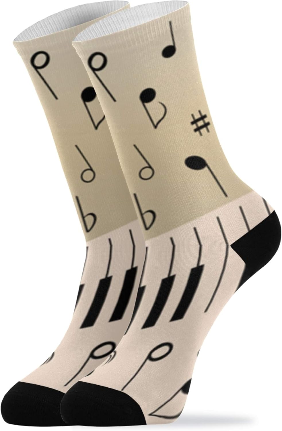 Unique Socks Abstract Piano Music Note Black Warm Socks