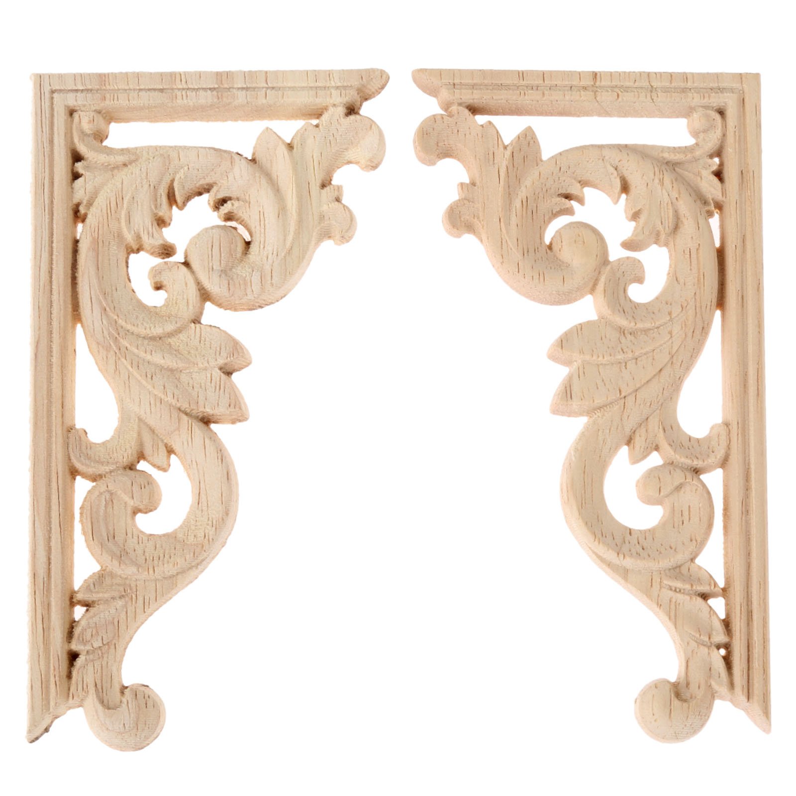 1 Pair Carved Wood Corner Carved Moulding Decorative Wood Furniture Decal Wall Decoration (Left and Right)