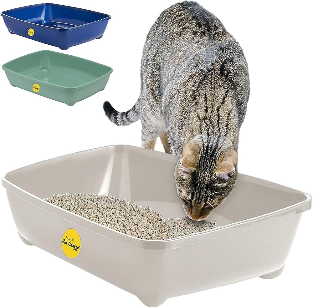 Cat Centre Grey Jumbo Open Cat Litter Tray 56cm XL Open Top Pan