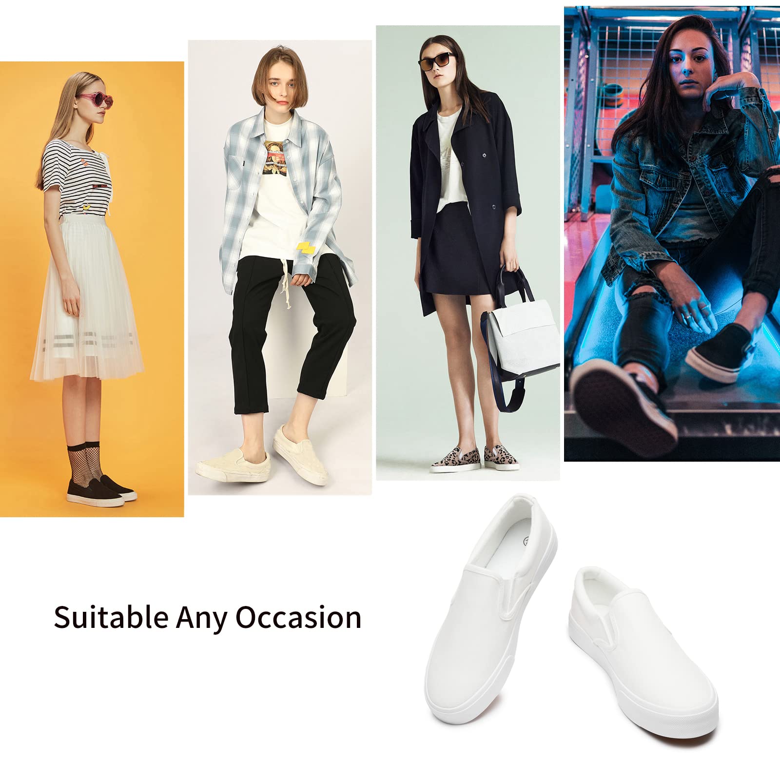 Women's Slip on Shoes Canvas Sneakers Loafers Non Slip Shoes Low Top Casual Shoes
