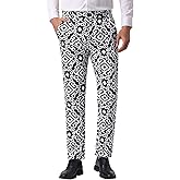 Lars Amadeus Retro Floral Dress Pants for Men's Flat Front Formal Paisley Flower Pattern Trouser