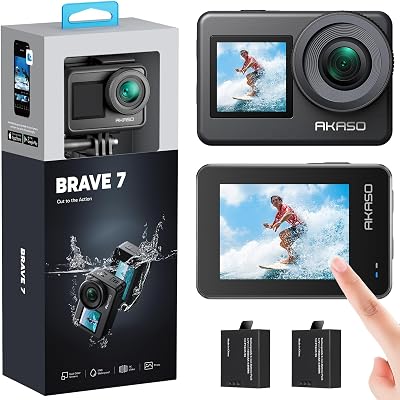 AKASO Brave 7 4K 20MP Action Camera WiFi EIS 2.0 Dual Screen Waterproof 10m
