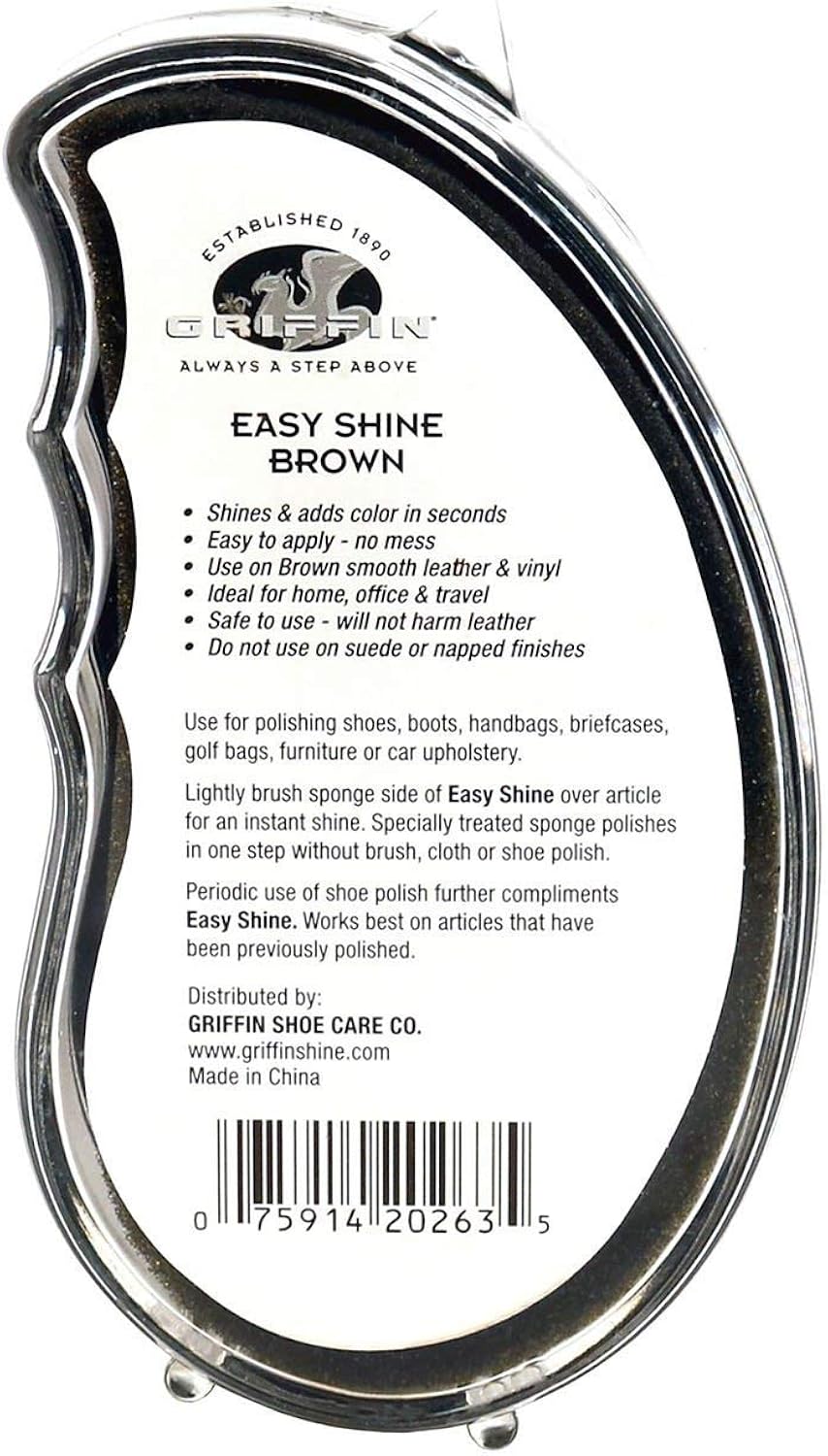 GRIFFIN Easy Shine Shoe Polish - Instant Shoe Shine Sponge (Brown) 3 Pack: Shoes