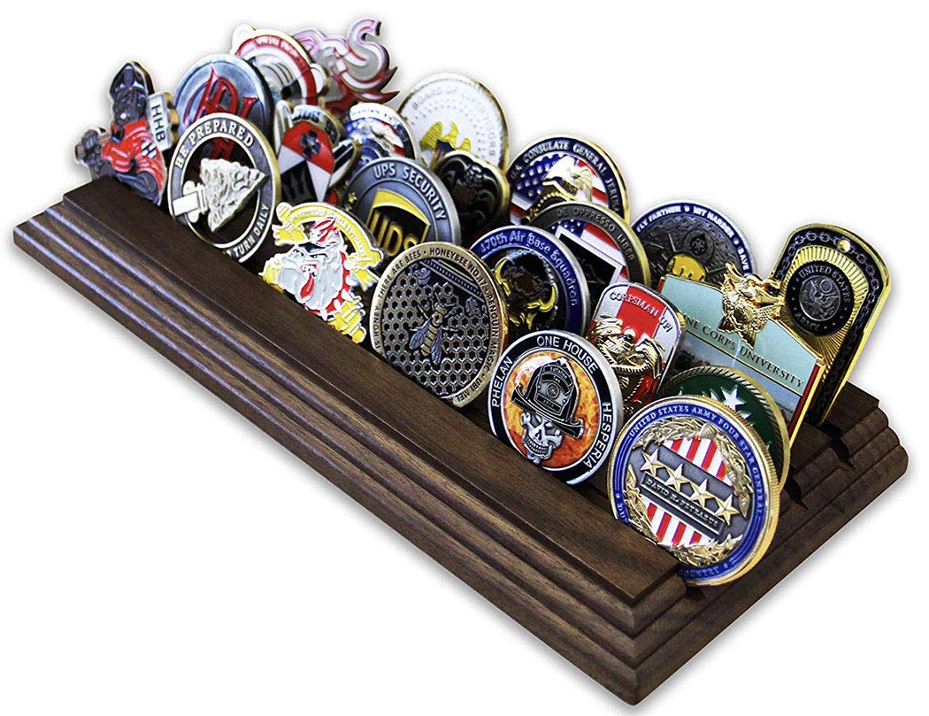 flag connections 4 Row Challenge Coin Holder - Military Coin Display Stand - Amazing Military Challe