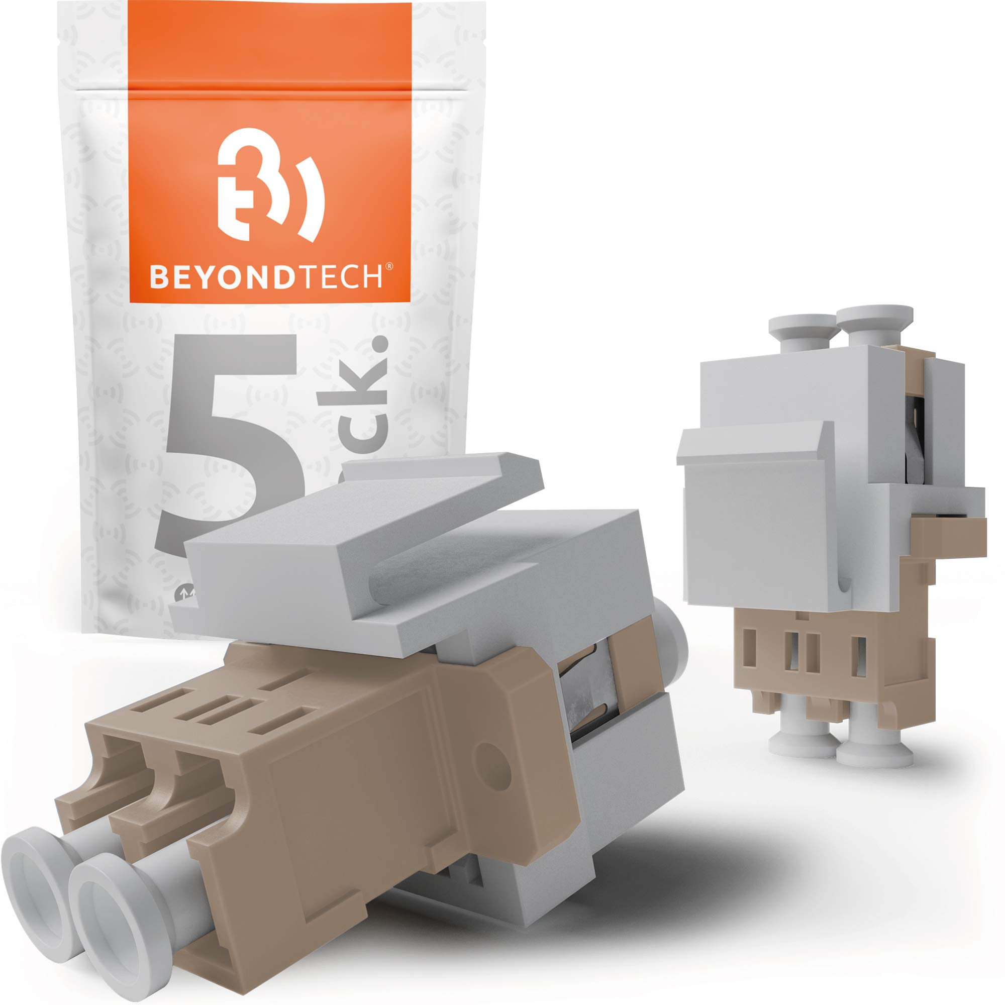 BEYONDTECH LC to LC Fiber Optic Coupler – Multimode OM1 OM2 UPC Keystone Jack Adapter – Female to Female Extender for LAN, SAN, WAN, FTTH Networks – Fiber Couplers Series, 5 Pack