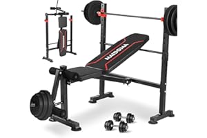 MAIDOMA 1500LBS 8 in 1 Olympic Weight Bench Set with Leg Extension/Curl and Preacher Curl, Bench Press Set and barbell Rack with Safety Bar Catches, Foldable Workout Benches for Home(US Stock)