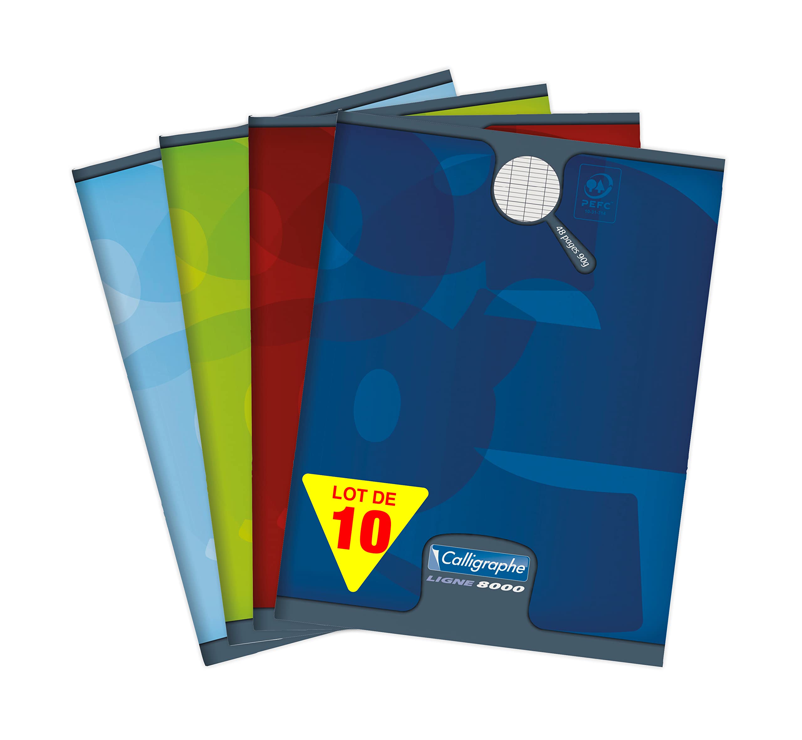 Calligraphe 108712C Set of 10 Stapled Notebooks (a Clairefontaine Brand) - 17x22 cm - 48 Seyes Ruled Pages - 90 g White Paper - Laminated - Random Colours